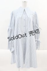 Candy Stripper / STRIPE SOCIETY SHIRT ワンピース  ブルー×オフホワイト I-24-09-22-109-PU-OP-HD-ZI