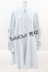 Candy Stripper / STRIPE SOCIETY SHIRT ワンピース  ブルー×オフホワイト I-24-09-22-109-PU-OP-HD-ZI