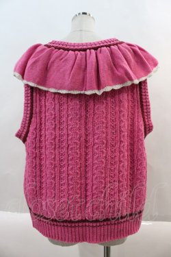 画像2: Candy Stripper / FRILL CABLE KNIT VEST  濃ピンク I-24-09-26-027-PU-TO-HD-ZI