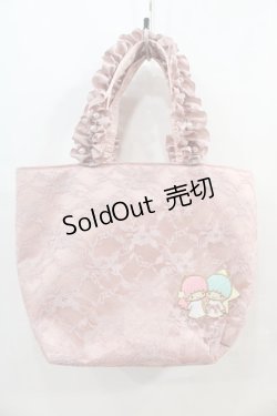 画像1: Maison de FLEUR / BAG Little Twin Starsフリルトートバッグ  ピンク I-24-10-07-099-LO-BG-HD-ZI