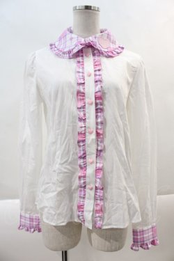 画像1: Angelic Pretty / Sprinkle Heart Tartanブラウス  白Ｘピンクチェック I-24-10-12-002-AP-BL-HD-ZI