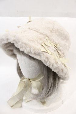 画像3: Candy Stripper / TENDER RIBBON FUR BUCKET HAT  ベージュ I-24-10-18-118-PU-AC-HD-ZI