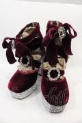 Swankiss / EV laceup velour heels L ボルドー I-24-10-29-121-CA-SH-HD-ZI