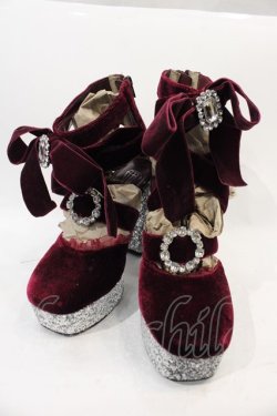 画像1: Swankiss / EV laceup velour heels L ボルドー I-24-10-29-121-CA-SH-HD-ZI