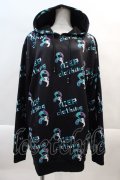 NieR Clothing / おにぎりONEくん総柄PULLOVER PARKA  黒Ｘ青 I-24-10-29-030-PU-TO-HD-ZI