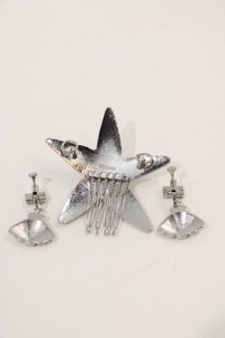 画像2: Secret Honey / Starfish Hair comb & Shell Earrings SET(Little Mermaid ver.)  シルバー I-24-11-19-045-CA-AC-HD-ZI