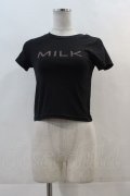 jouetie / MILK ラインストーンロゴTシャツ  黒Ｘピンク I-24-11-22-003-EL-TO-HD-ZI