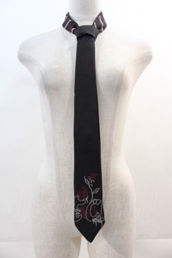 画像1: Ozz Croce / ZIP&ローズ刺繍ネクタイ  黒Ｘボルドー I-24-12-05-079-OO-ZA-HD-ZI