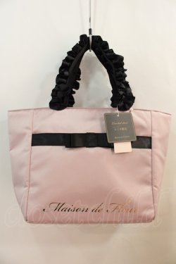 画像1: Maison de FLEUR / ルミネ限定マルチポケットフリルハンドルトートバッグ  ピンクＸ黒 I-24-12-05-098-LO-BG-HD-ZI