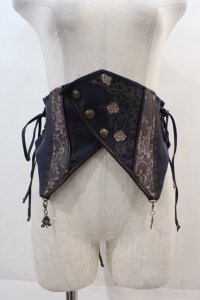 OZZ ANGELO / ローズ刺繍ナナメスナップボタンコルセット  ネイビーＸブラウン I-24-12-07-099-OO-ZA-HD-ZI