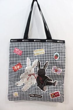 画像2: PINK HOUSE / LARGE EMERALD TOTE PH Gingham Check Rabbits  黒 I-24-12-07-108-LO-BG-HD-ZI