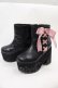 画像3: DearMyLove / Satin Ribbon Wedge Boots 22.5CM 黒Ｘピンク I-25-01-05-124-EL-SH-HD-ZI (3)