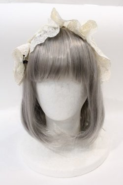 画像2: ATELIER PIERROT / レース&シフォンリボンヘッドドレスクリップ  アイボリー I-25-01-13-004-EL-AC-HD-ZI