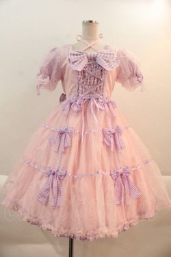 画像1: Angelic Pretty / Puffギンガムワンピース  ピンクＸラベンダー I-25-01-16-070-AP-OP-HD-ZI