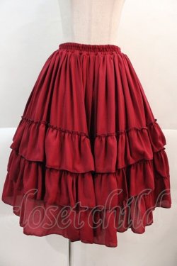 画像1: ATELIER PIERROT / Three-Tiered Ruffle Chiffon Skirt  ボルドー I-25-01-21-068-EL-SK-HD-ZI