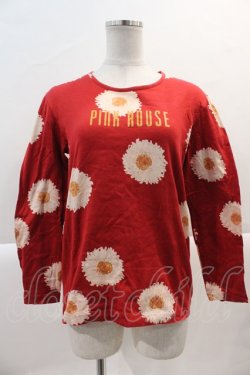 画像1: PINK HOUSE / ロゴ&花pt長袖Tシャツ  レッド I-25-01-26-016-LO-TS-HD-ZI