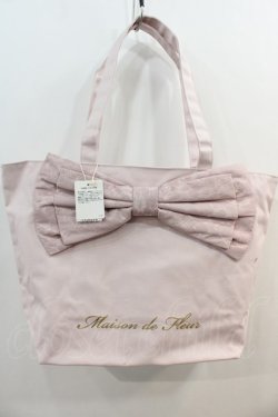 画像1: Maison de FLEUR / ビッグレースリボントートバッグ  ピンク I-25-02-07-122-LO-ZA-HD-ZI