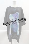 TRAVAS TOKYO / Furry bear BIG Tee  ブラック×ブルー I-25-02-09-022-PU-TO-HD-ZI