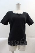 INGEBORG / ロゴ刺繍チェックパイピング半袖Tシャツ M ブラック I-25-02-09-029-LO-TS-HD-ZI