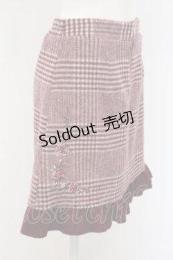 画像2: axes femme POETIQUE / 薔薇刺繍チェック起毛スカート M アカ O-24-02-21-058-AX-SK-OW-OS