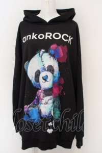 anko ROCK / ロゴパンダパーカー - レッド O-24-02-28-082-PU-TO-YM-ZT129