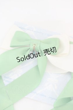 画像2: LOTUS ribbon / しずくストーンチャームバイカラーロングツインテールリボンバレッタ  グリーン×オフシロ O-24-03-30-105-EL-AC-IG-ZT012