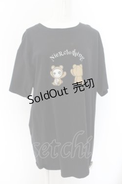 画像1: NieR Clothing / くまNieRTシャツ XL ブラック O-24-05-30-1161-PU-TO-OW-OS