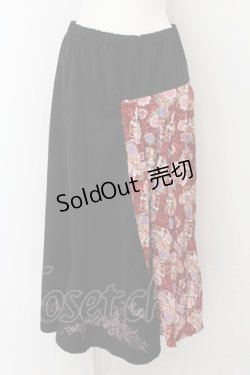 画像1: gouk / 和柄切替ロングスカート  ブラック×レッド O-24-06-24-1065-GO-SK-OW-OS