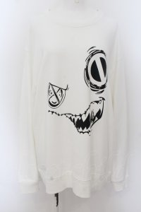 NieR Clothing / NIER FACE SWEATSHIRT  白 O-24-07-08-1058-PU-TO-KB-ZI