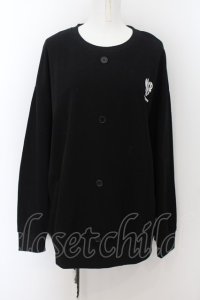 NieR Clothing / FRONT BUTTON COTTON PULLOVER  黒 O-24-07-08-1012-PU-TO-KB-ZI