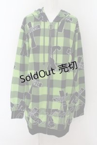 NieR Clothing / クロスpt CHECKERED パーカー  ライトグリーン O-24-07-08-1033-PU-TO-IG-OS-B