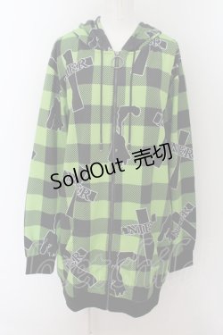 画像1: NieR Clothing / クロスpt CHECKERED パーカー  ライトグリーン O-24-07-08-1033-PU-TO-IG-OS-B