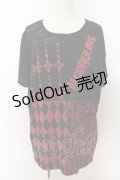 ALGONQUINS / バックレースプリントTシャツ  ブラック×レッド O-24-07-31-119-AL-TS-IG-OS