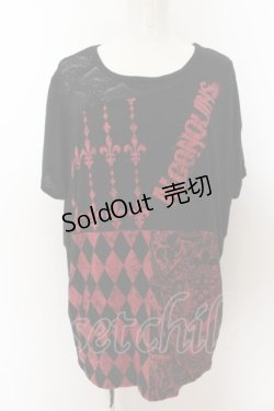 画像1: ALGONQUINS / バックレースプリントTシャツ  ブラック×レッド O-24-07-31-119-AL-TS-IG-OS