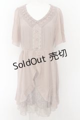 axes femme / レース襟スリットスカートワンピース M アワピンク O-24-08-12-046-AX-OP-SZ-OS