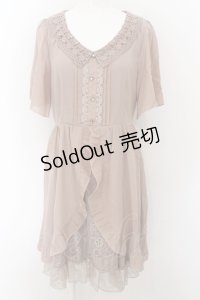 axes femme / レース襟スリットスカートワンピース M アワピンク O-24-08-12-046-AX-OP-SZ-OS