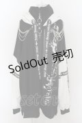 SEX POT ReVeNGe / BONDAGE SLEEVE HIGH NECK BIG ZIP　パーカー F ブラック×ホワイト O-24-08-13-020-SP-TO-OW-OS