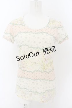 画像1: Franche Lippee / UTコラボ リボンドット柄 グラフィックT M アイボリー×薄ピンク O-24-08-14-017-LO-TS-IG-OS