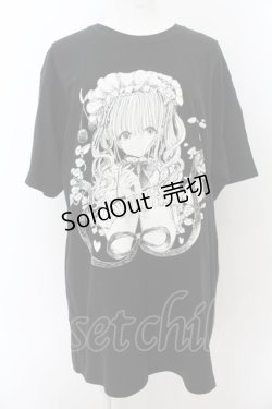 画像1: LISTEN FLAVOR / ロリィタティータイムコラボTシャツ  ブラック O-24-08-14-023-PU-TO-OW-OS