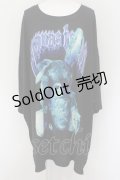 TRAVAS TOKYO / Plush bunny zombie ビッグTシャツ F ブラック O-24-08-17-068-PU-TO-OW-OS