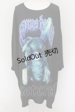 画像1: TRAVAS TOKYO / Plush bunny zombie ビッグTシャツ F ブラック O-24-08-17-068-PU-TO-OW-OS