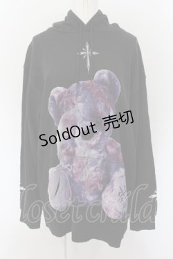 画像1: TRAVAS TOKYO / Furry bear hoodie くまプリント プルオーバーパーカー F ブラック O-24-08-17-074-PU-TO-OW-OS