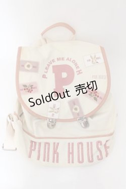 画像1: PINK HOUSE / ロゴ＆ネーム使いリュックサック  アイボリ-×ピンク O-24-08-19-084-LO-BG-IG-OS