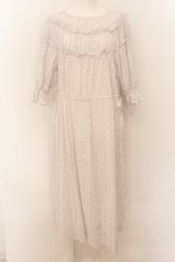 Jane Marple Dans Le Saｌon / Vintage pattern clothエンパイアドレス M シロ O-24-08-20-017-JM-OP-OW-OS