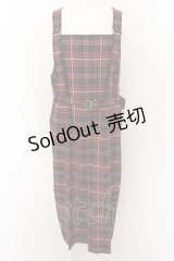 Jane Marple / British check サロペットドレス M アカ O-24-08-20-018-JM-OP-YM-OS