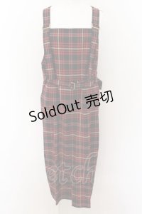 Jane Marple / British check サロペットドレス M アカ O-24-08-20-018-JM-OP-YM-OS