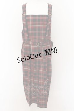 画像1: Jane Marple / British check サロペットドレス M アカ O-24-08-20-018-JM-OP-YM-OS