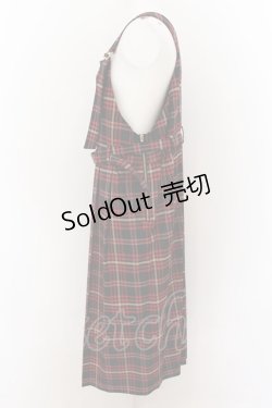 画像2: Jane Marple / British check サロペットドレス M アカ O-24-08-20-018-JM-OP-YM-OS