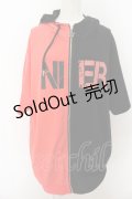 NieR Clothing / 半袖TWO-TONE ZIP PARKA【LIGHT RED】パーカー  ブラック×レッド O-24-08-28-052-PU-TO-OW-OS