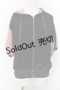 NieR Clothing / 半袖 FRONT ZIP　パーカー  ブラック O-24-08-28-053-PU-TS-OW-OS